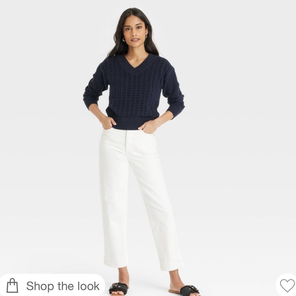 NWT Universal Standard Overwork V-Neck Pullover Sweater in Navy - Sz XL